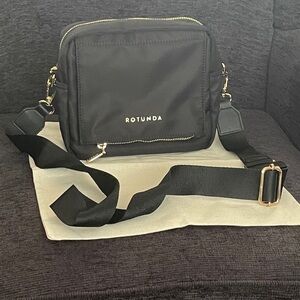 NWOT...Rotunda Black & Gold Crossbody Shoulder Bag with Gold Accents